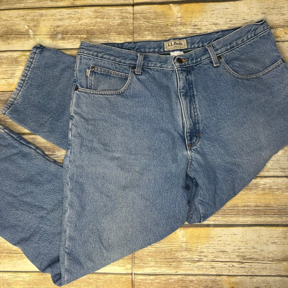 L.L. Bean Classic Fit Fleece Lined Outdoor Workwear Jeans Mens Sz 38x29‎